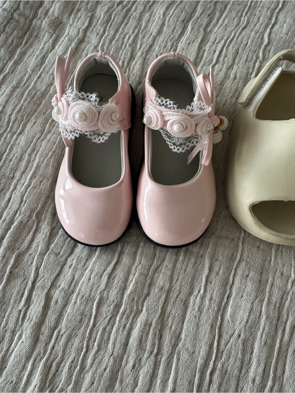 SHEIN Pink Patent Mary Janes with Floral Strap